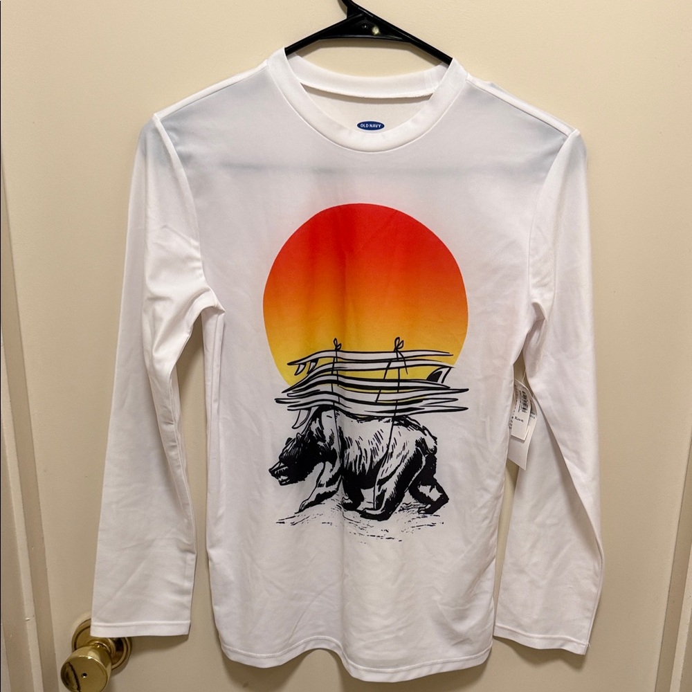Old Navy swim wear top with Sunset and Bear Graphic